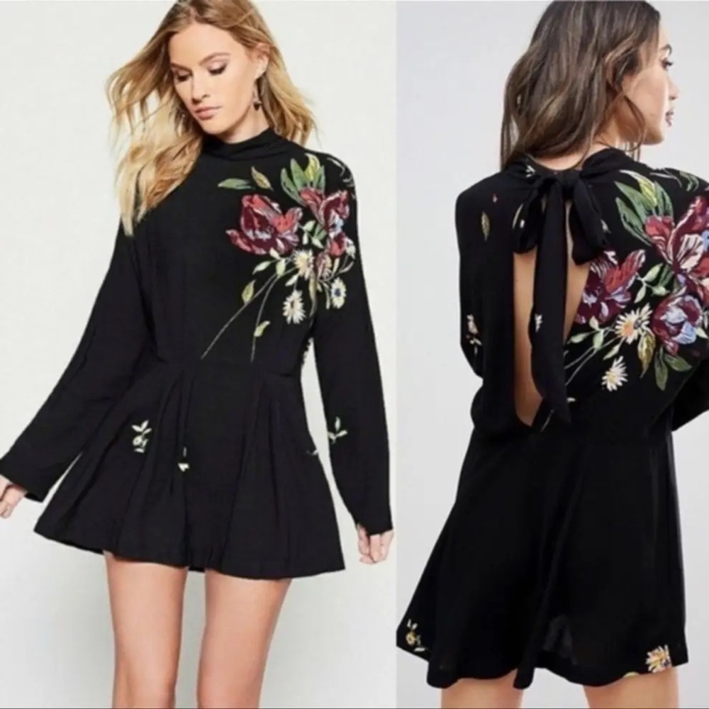 Free People Black and Pink Floral Tunic - Picture 3 of 11